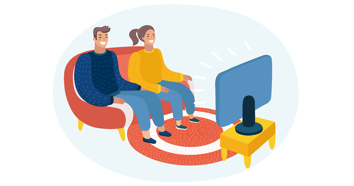イメージ：テレビをみる人たちのイメージイラスト