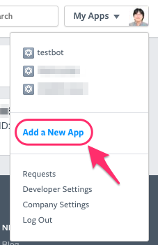 画像：Facebook for developersのメニュー画面キャプチャ・Add New App選択