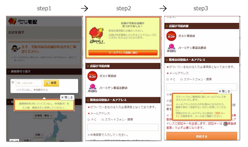 画像：会員登録をポップアップによりチュートリアルフローでつなげている例