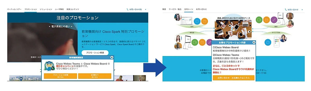 イメージ：イメージキャラクターを活用したポップアップ