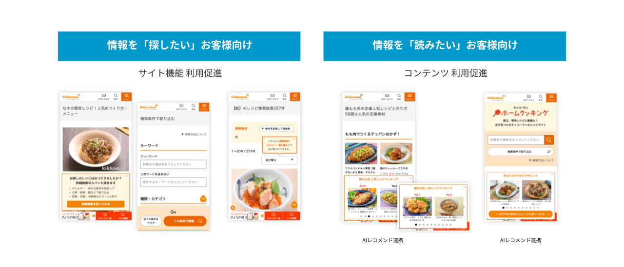 情報を「探したい」と「読みたい」お客様向け施策の一例