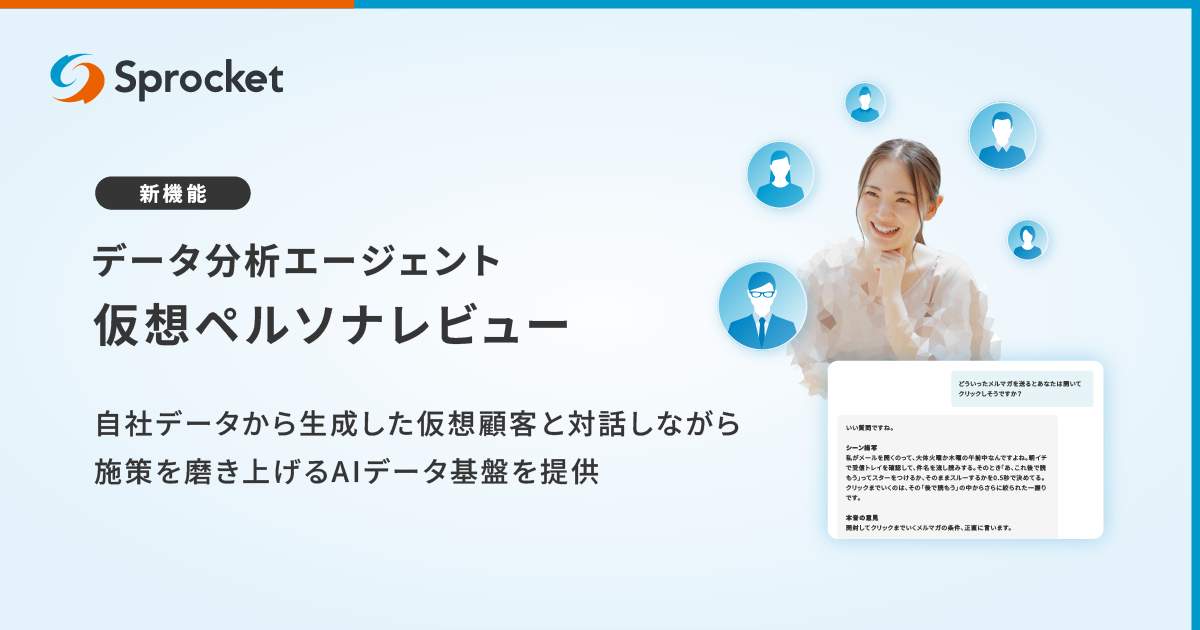 イメージ：Sprocket、データ分析エージェントに「仮想ペルソナレビュー」機能を追加